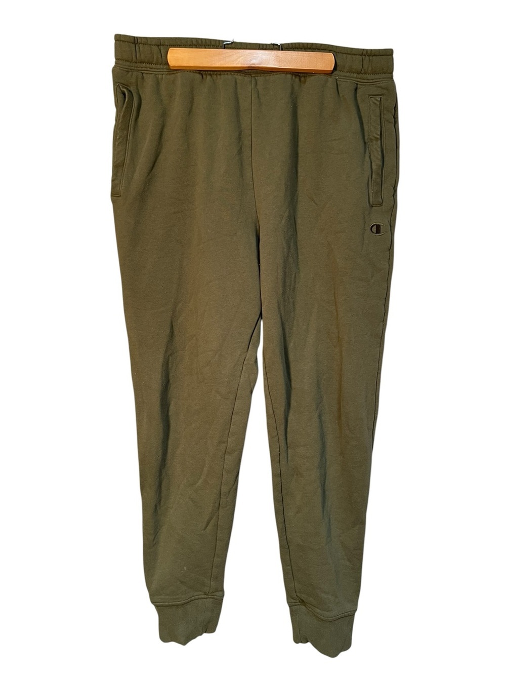 Champion Unisex Size Large Sweatpants Green Jogger Pockets‎ Cotton Blend Elastic